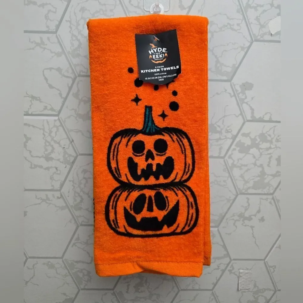 New 2pc Pumpkin Halloween Stack Kitchen Terry Towels Hyde and EEK! Boutique